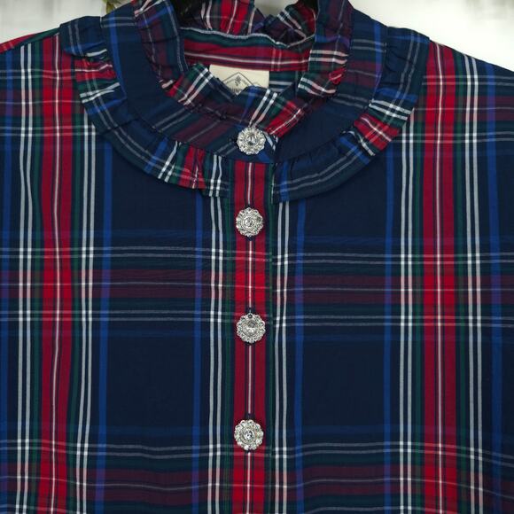 St. John's Bay Plus Size Navy Tartan Plaid Shirt Size XXL NWT - Picture 4 of 11